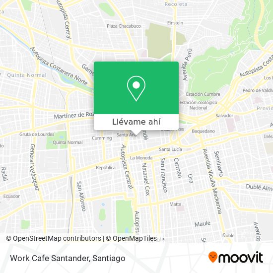 Mapa de Work Cafe Santander