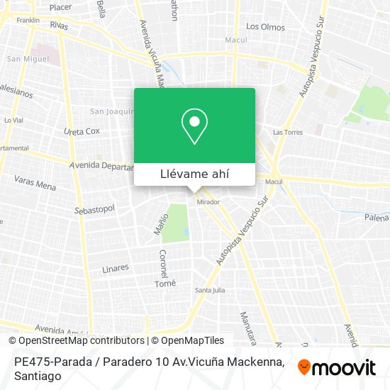 Mapa de PE475-Parada / Paradero 10 Av.Vicuña Mackenna