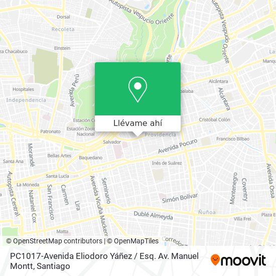 Mapa de PC1017-Avenida Eliodoro Yáñez / Esq. Av. Manuel Montt