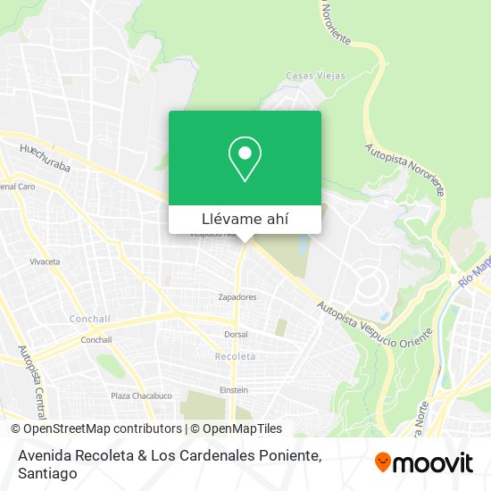 Mapa de Avenida Recoleta & Los Cardenales Poniente