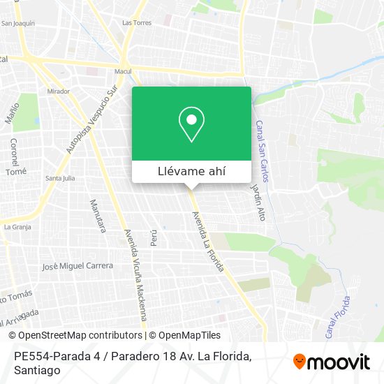 Mapa de PE554-Parada 4 / Paradero 18 Av. La Florida