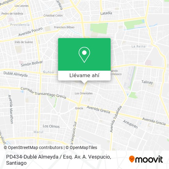 Mapa de PD434-Dublé Almeyda / Esq. Av. A. Vespucio