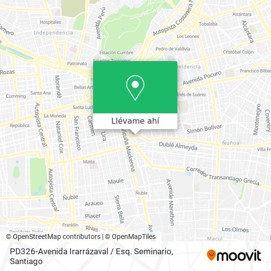Mapa de PD326-Avenida Irarrázaval / Esq. Seminario