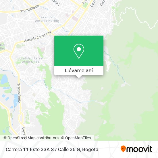 Mapa de Carrera 11 Este 33A S / Calle 36 G