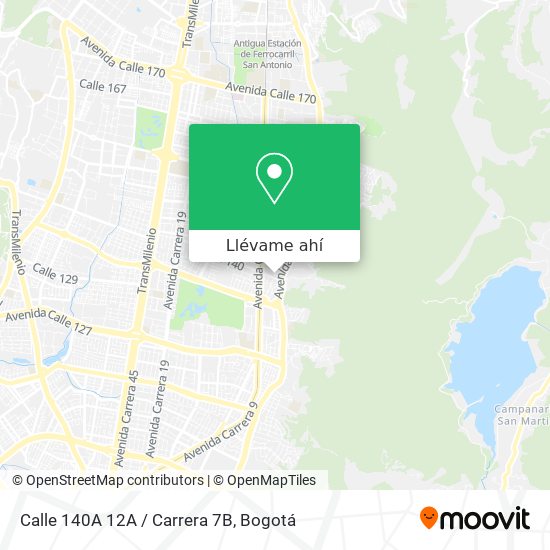 Mapa de Calle 140A 12A / Carrera 7B