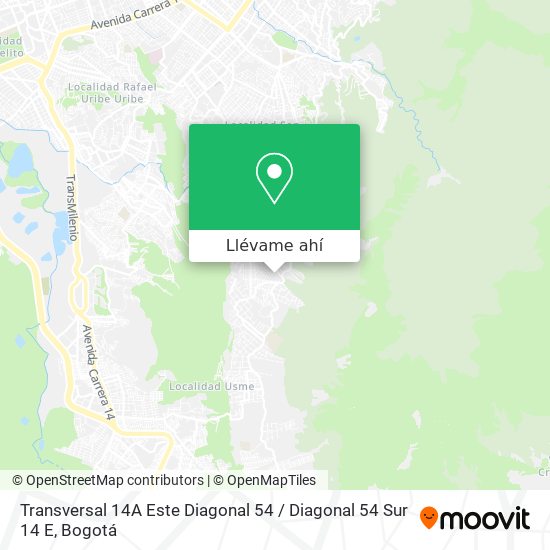 Mapa de Transversal 14A Este Diagonal 54 / Diagonal 54 Sur 14 E