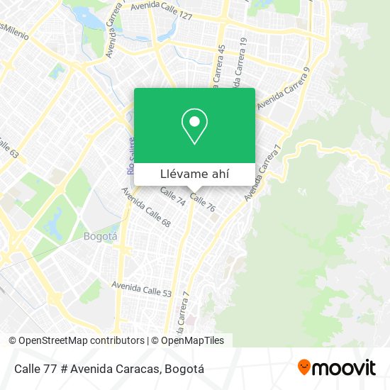 Mapa de Calle 77 # Avenida Caracas