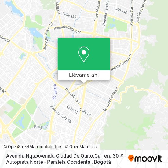 Mapa de Avenida Nqs;Avenida Ciudad De Quito;Carrera 30 # Autopista Norte - Paralela Occidental