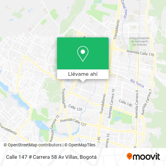 Mapa de Calle 147 # Carrera 58 Av Villas