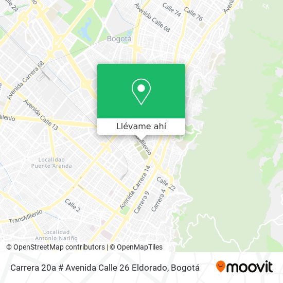 Mapa de Carrera 20a # Avenida Calle 26 Eldorado