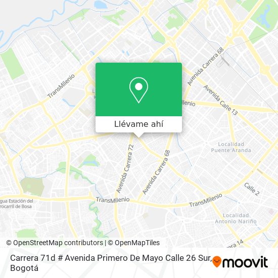 Mapa de Carrera 71d # Avenida Primero De Mayo Calle 26 Sur