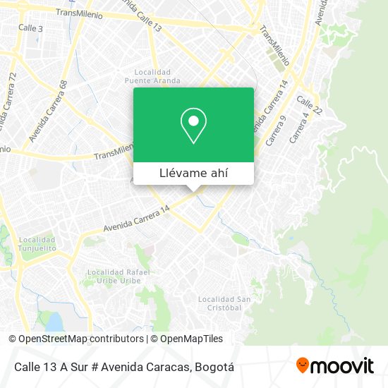 Mapa de Calle 13 A Sur # Avenida Caracas