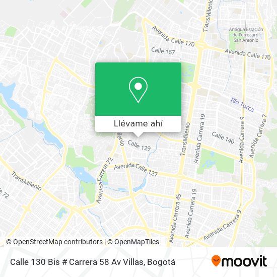 Mapa de Calle 130 Bis # Carrera 58 Av Villas