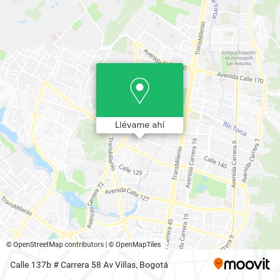 Mapa de Calle 137b # Carrera 58 Av Villas