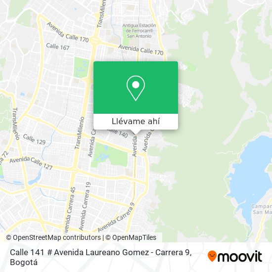 Mapa de Calle 141 # Avenida Laureano Gomez - Carrera 9