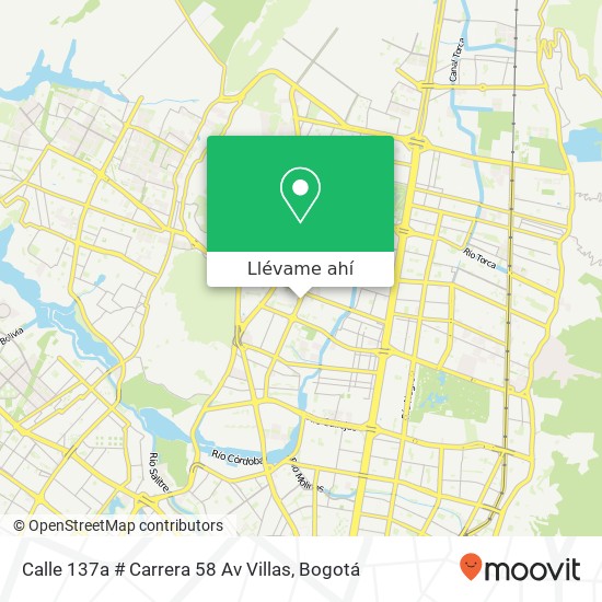 Mapa de Calle 137a # Carrera 58 Av Villas