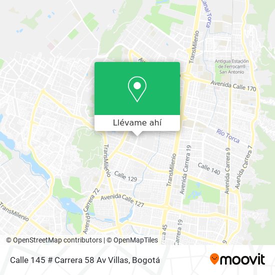 Mapa de Calle 145 # Carrera 58 Av Villas