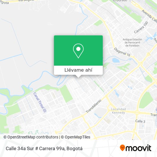 Mapa de Calle 34a Sur # Carrera 99a