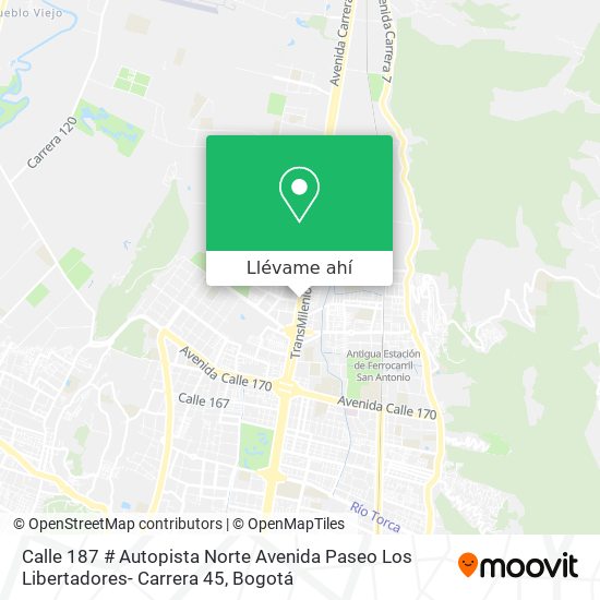 Mapa de Calle 187 # Autopista Norte Avenida Paseo Los Libertadores- Carrera 45