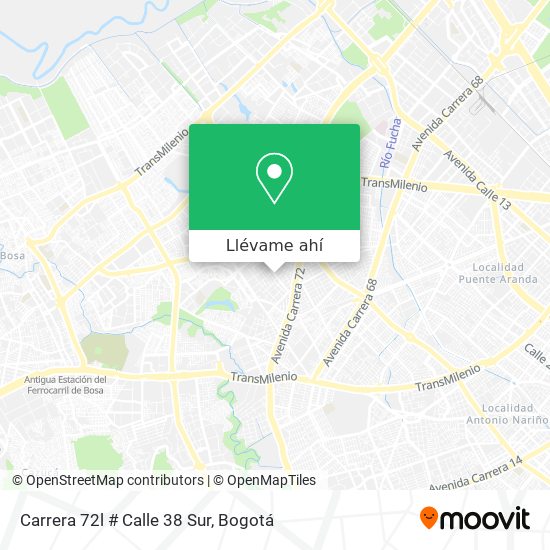 Mapa de Carrera 72l # Calle 38 Sur