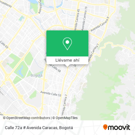 Mapa de Calle 72a # Avenida Caracas