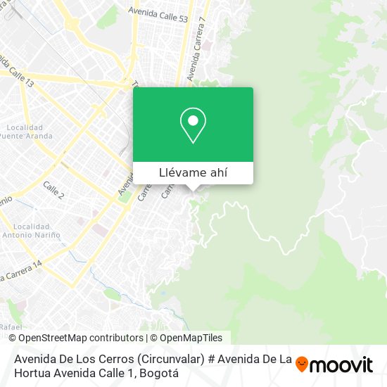 Mapa de Avenida De Los Cerros (Circunvalar) # Avenida De La Hortua Avenida Calle 1