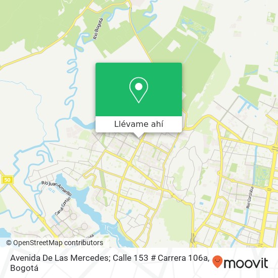 Mapa de Avenida De Las Mercedes; Calle 153 # Carrera 106a