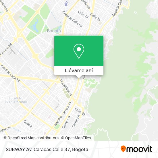 Mapa de SUBWAY Av. Caracas Calle 37