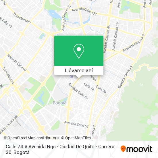 Mapa de Calle 74 # Avenida Nqs - Ciudad De Quito - Carrera 30