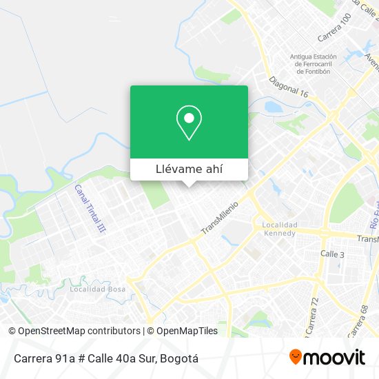 Mapa de Carrera 91a # Calle 40a Sur