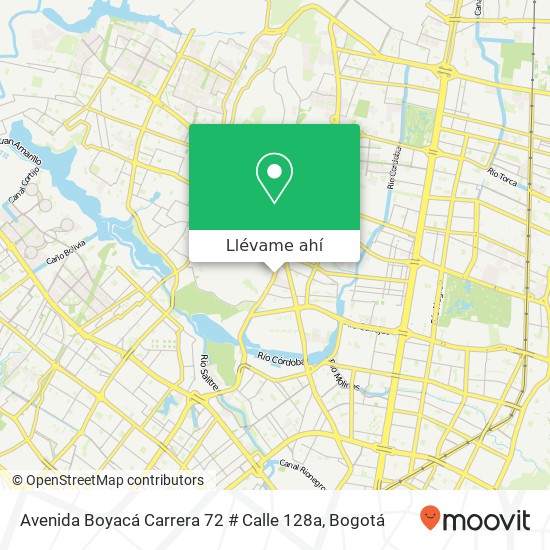 Mapa de Avenida Boyacá Carrera 72 # Calle 128a