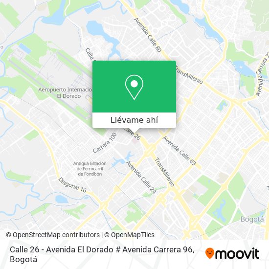 Mapa de Calle 26 - Avenida El Dorado # Avenida Carrera 96