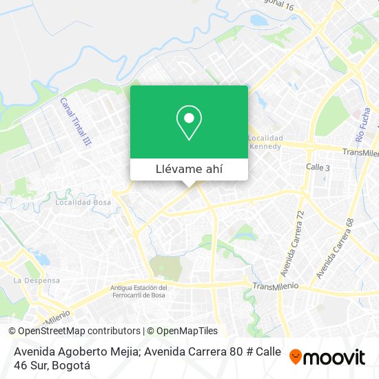 Mapa de Avenida Agoberto Mejia; Avenida Carrera 80 # Calle 46 Sur