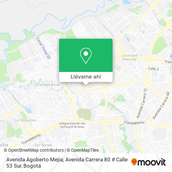 Mapa de Avenida Agoberto Mejia; Avenida Carrera 80 # Calle 53 Sur