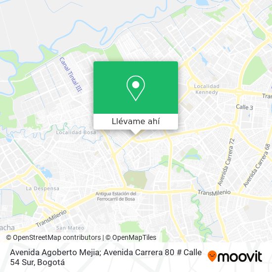 Mapa de Avenida Agoberto Mejia; Avenida Carrera 80 # Calle 54 Sur