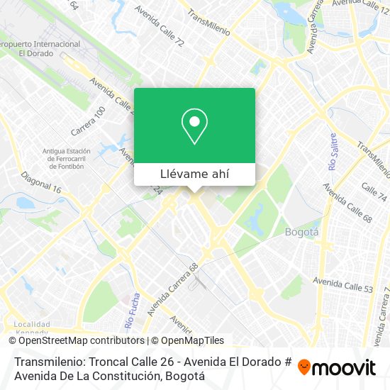 Mapa de Transmilenio: Troncal Calle 26 - Avenida El Dorado # Avenida De La Constitución