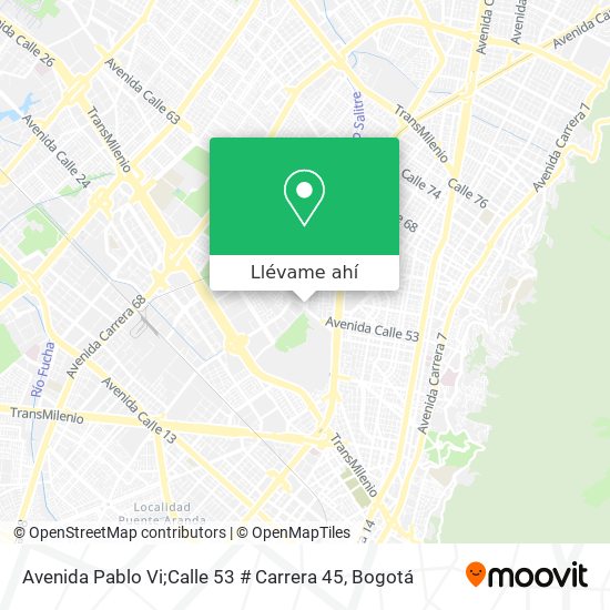 Mapa de Avenida Pablo Vi;Calle 53 # Carrera 45