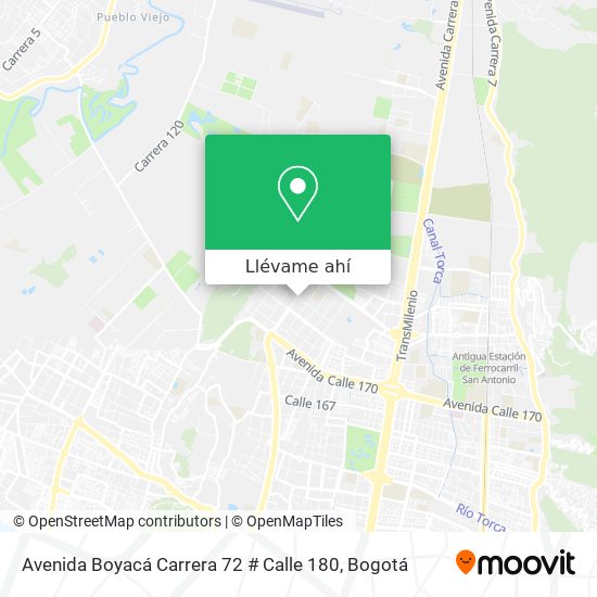 Mapa de Avenida Boyacá Carrera 72 # Calle 180