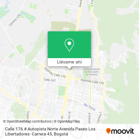 Mapa de Calle 176 # Autopista Norte Avenida Paseo Los Libertadores- Carrera 45