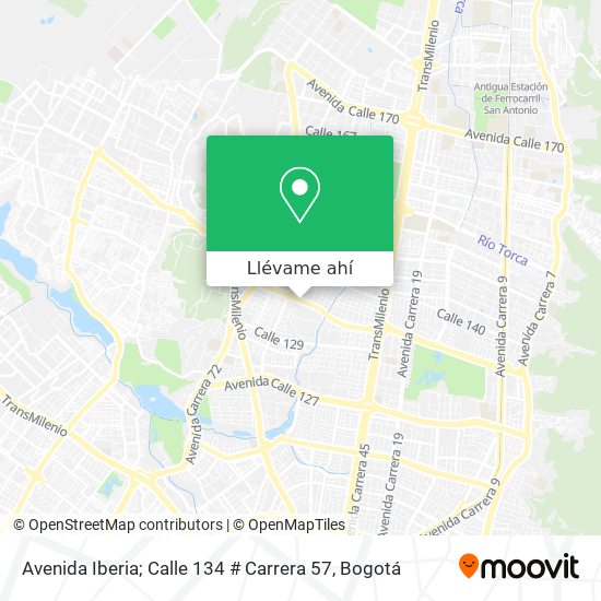 Mapa de Avenida Iberia; Calle 134 # Carrera 57