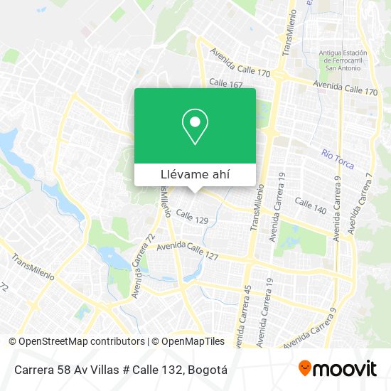 Mapa de Carrera 58 Av Villas # Calle 132