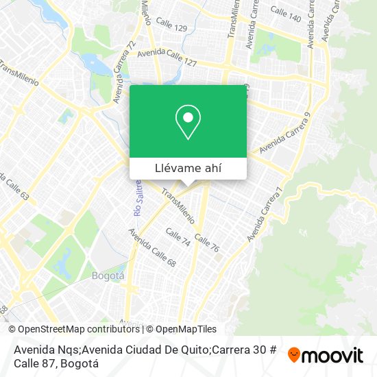 Mapa de Avenida Nqs;Avenida Ciudad De Quito;Carrera 30 # Calle 87