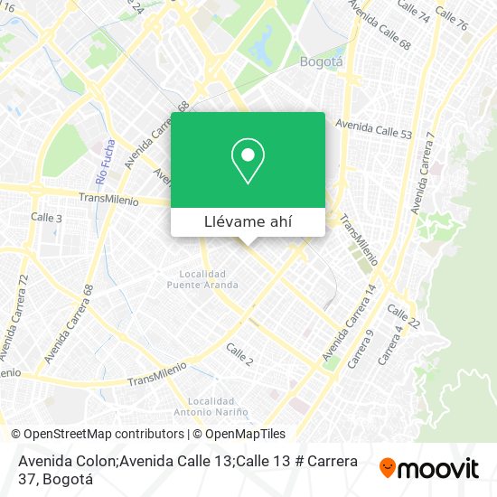 Mapa de Avenida Colon;Avenida Calle 13;Calle 13 # Carrera 37
