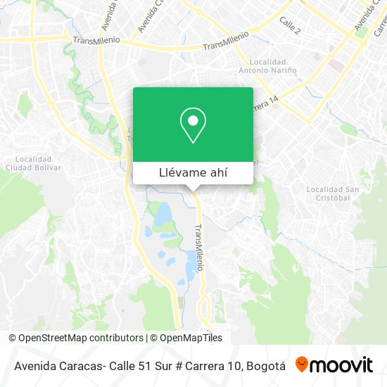 Mapa de Avenida Caracas- Calle 51 Sur # Carrera 10