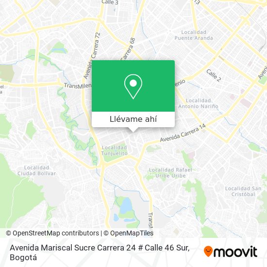 Mapa de Avenida Mariscal Sucre Carrera 24 # Calle 46 Sur