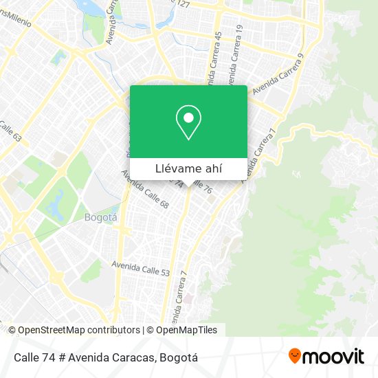 Mapa de Calle 74 # Avenida Caracas