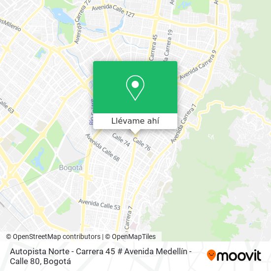 Mapa de Autopista Norte - Carrera 45 # Avenida Medellín - Calle 80