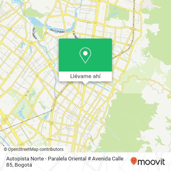 Mapa de Autopista Norte - Paralela Oriental # Avenida Calle 85