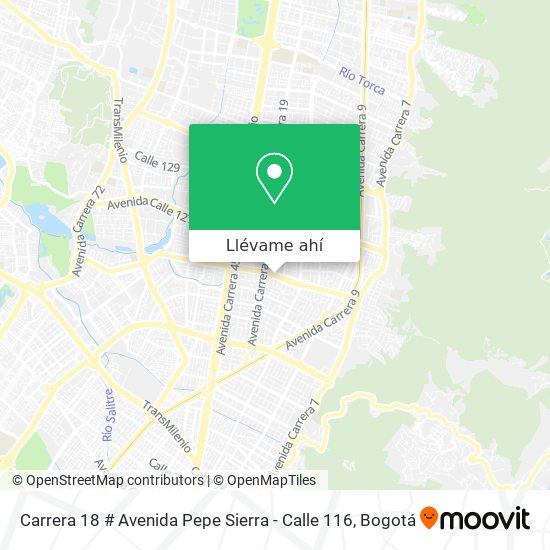 Mapa de Carrera 18 # Avenida Pepe Sierra - Calle 116