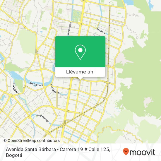 Mapa de Avenida Santa Bárbara - Carrera 19 # Calle 125